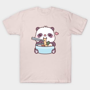 Cute Baby Panda Loves Eating Ramen Noodles T-Shirt